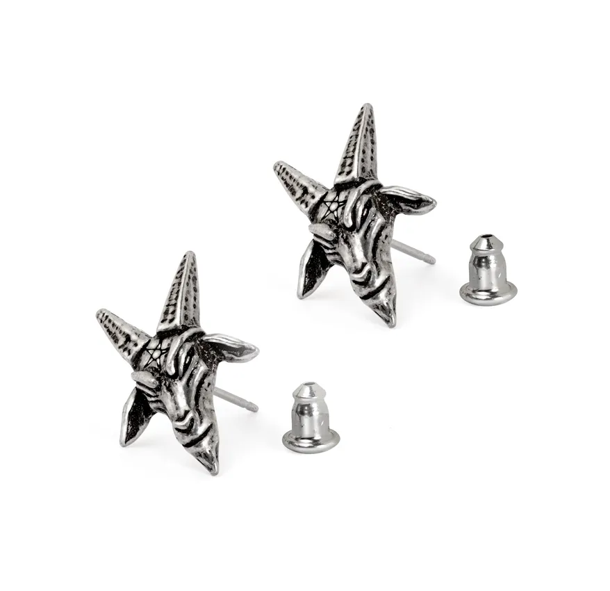 ALCHEMY OF ENGLAND BAPHOMET STUD EARRINGS