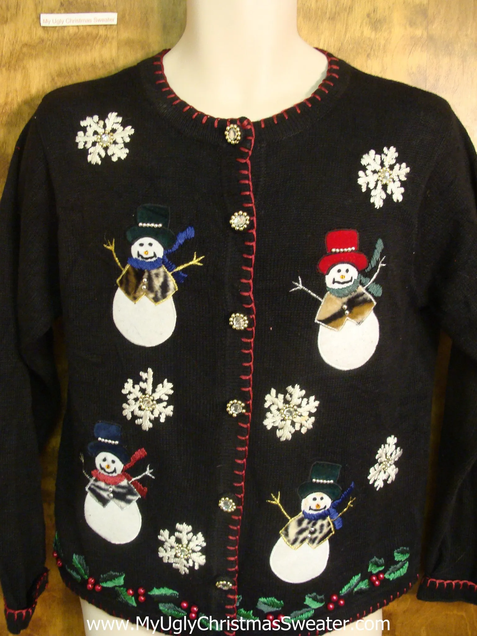 Animal Print Snowmen Bad Christmas Sweater