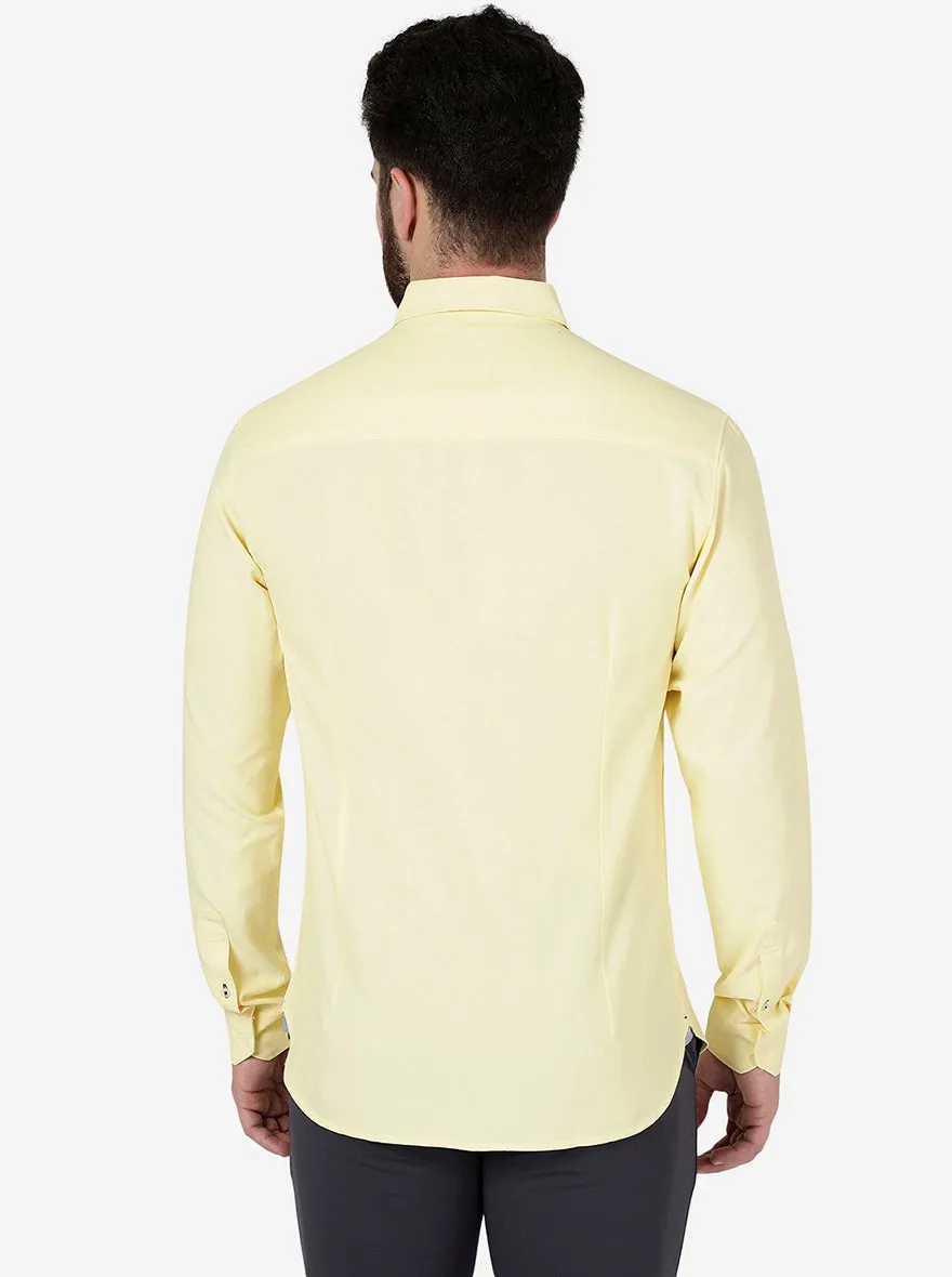 Banana Yellow Solid Slim Fit Casual Shirt | Greenfibre