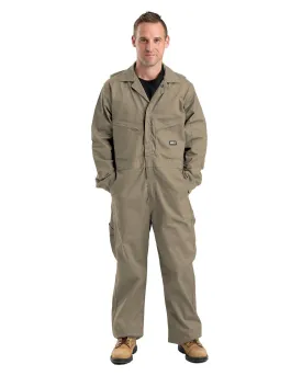 Berne Apparel Mens Flame Resistant Unlined Khaki Cotton Blend Work Coverall