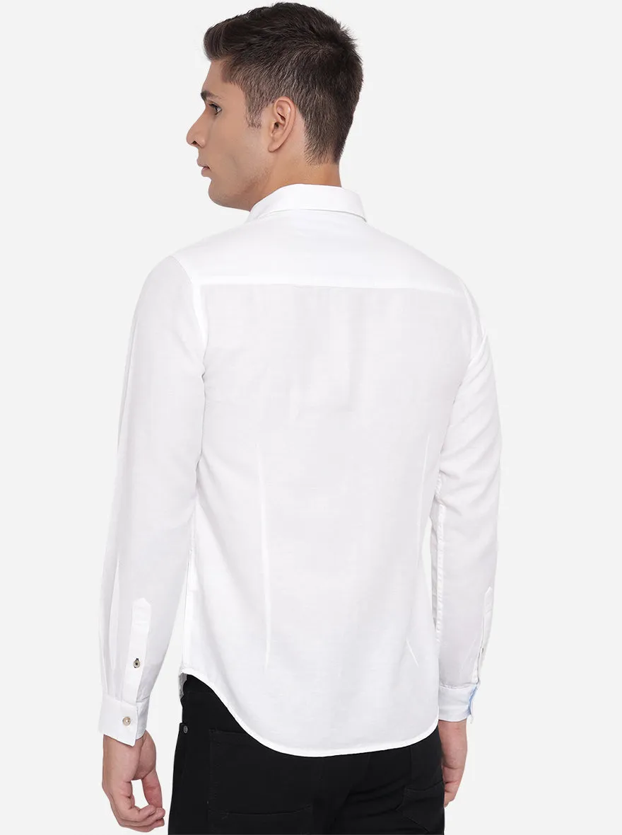 Bright White Solid Slim Fit Semi Casual Shirt | Greenfibre