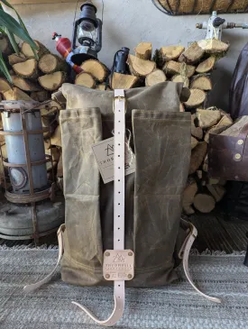 Bushcraft & travel rucksack - double lined waxed canvas & leather