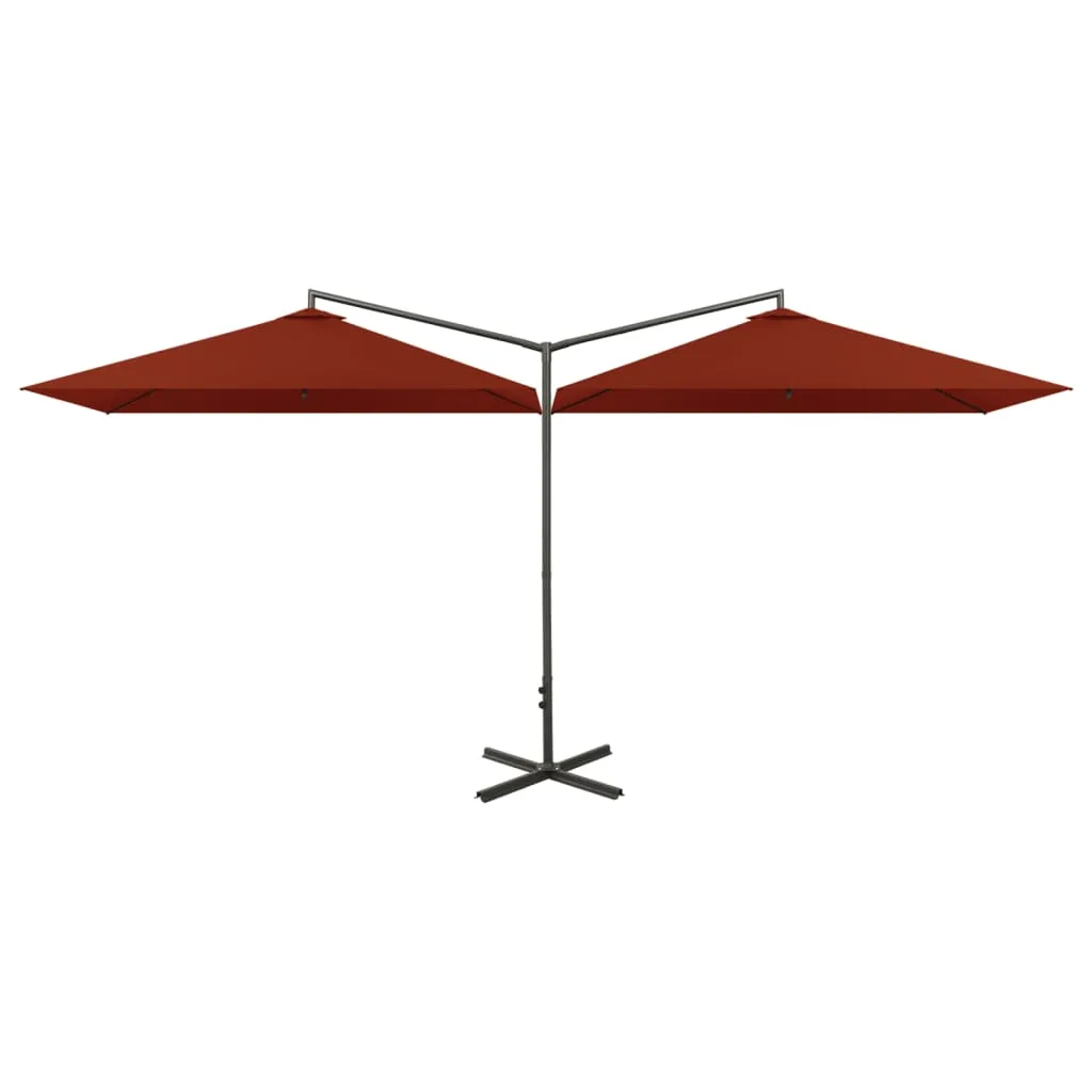 Double Parasol with Steel Pole Terracotta 600x300 cm