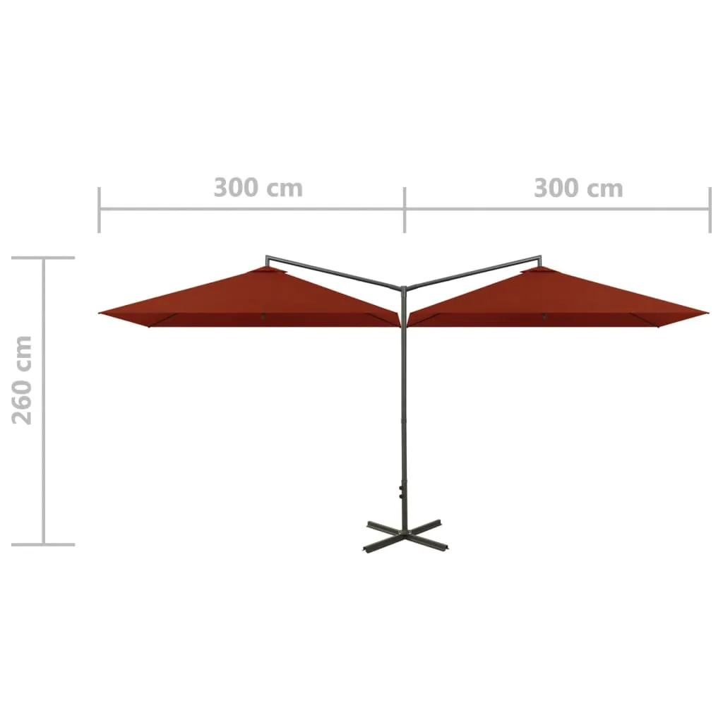 Double Parasol with Steel Pole Terracotta 600x300 cm