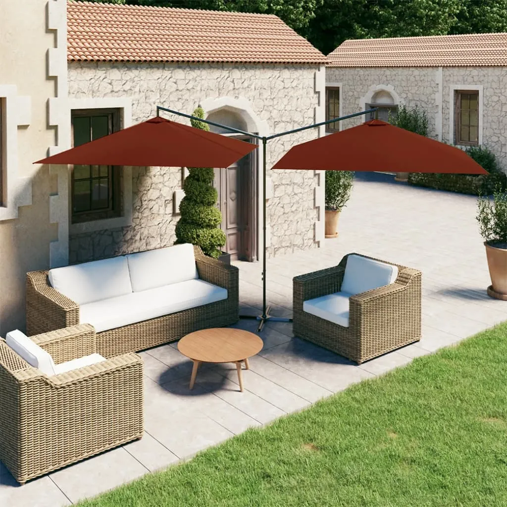 Double Parasol with Steel Pole Terracotta 600x300 cm