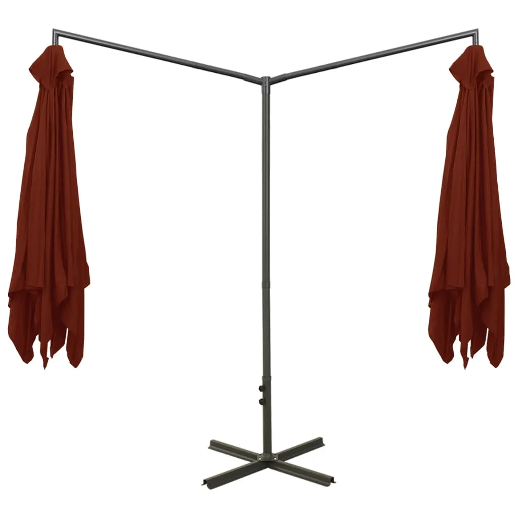 Double Parasol with Steel Pole Terracotta 600x300 cm