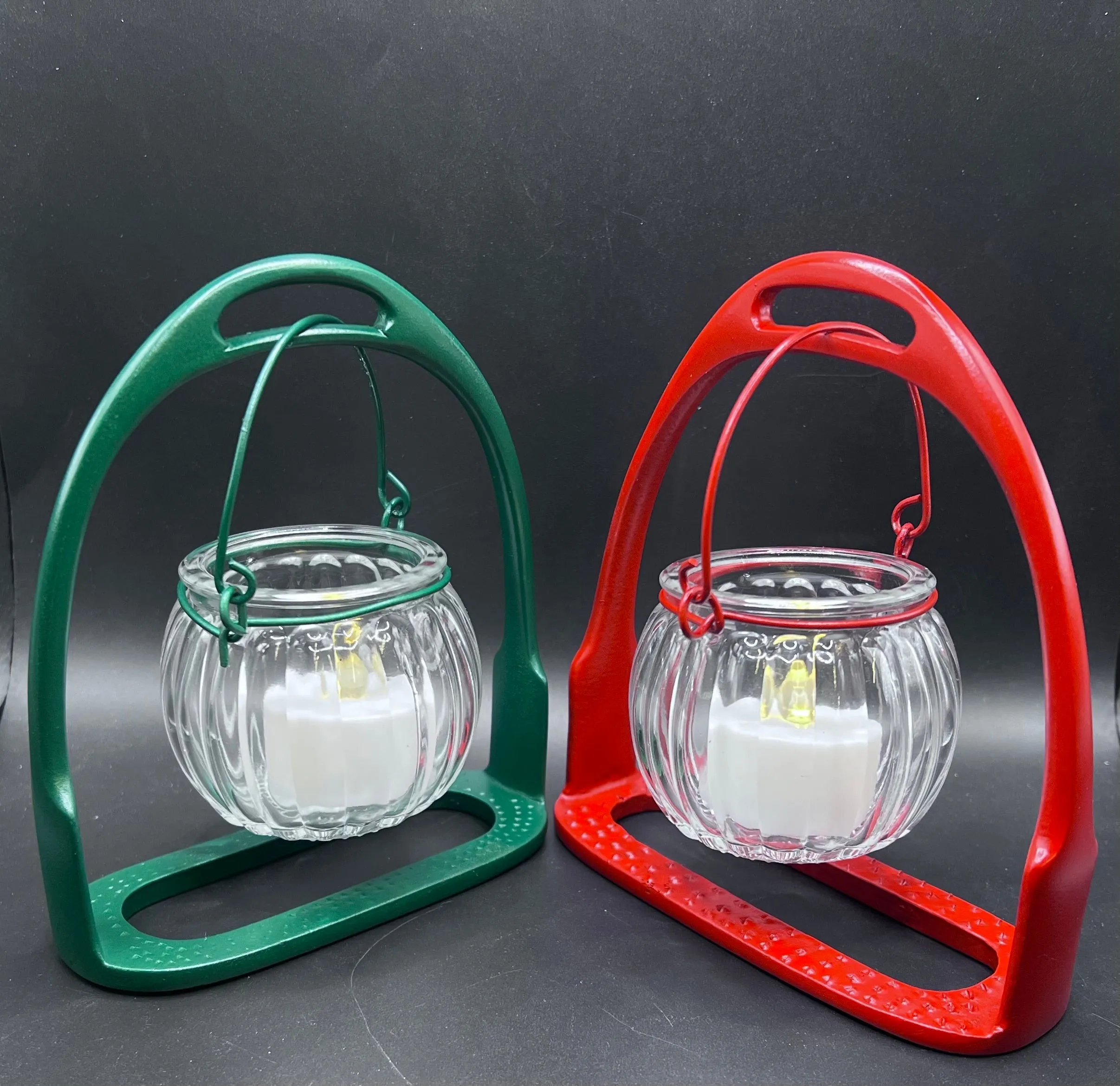 English Stirrup Candle Lights - Green