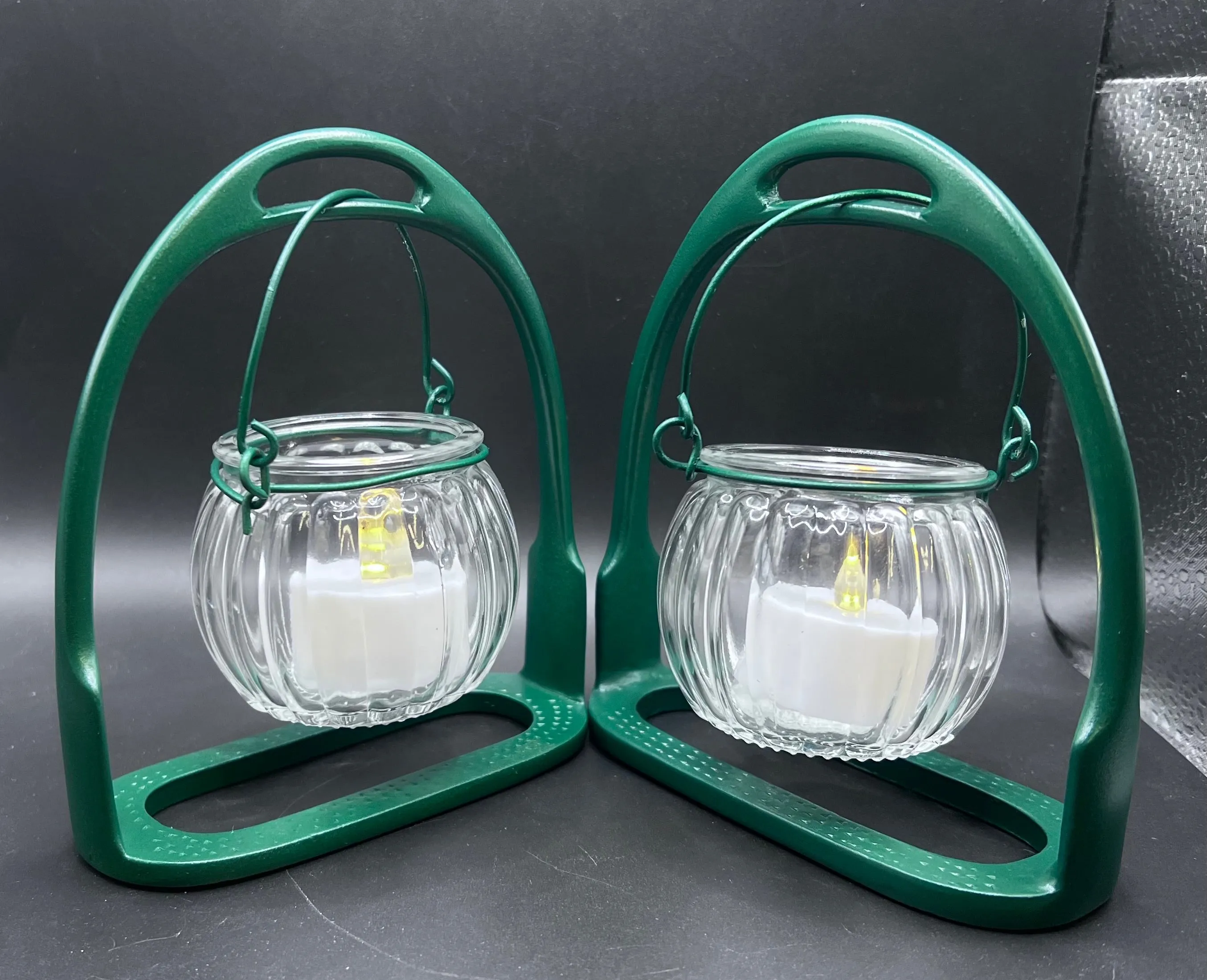 English Stirrup Candle Lights - Green