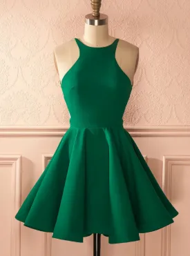 Fashion A-Line Halter Backless Green Homecoming Dress With Pleats