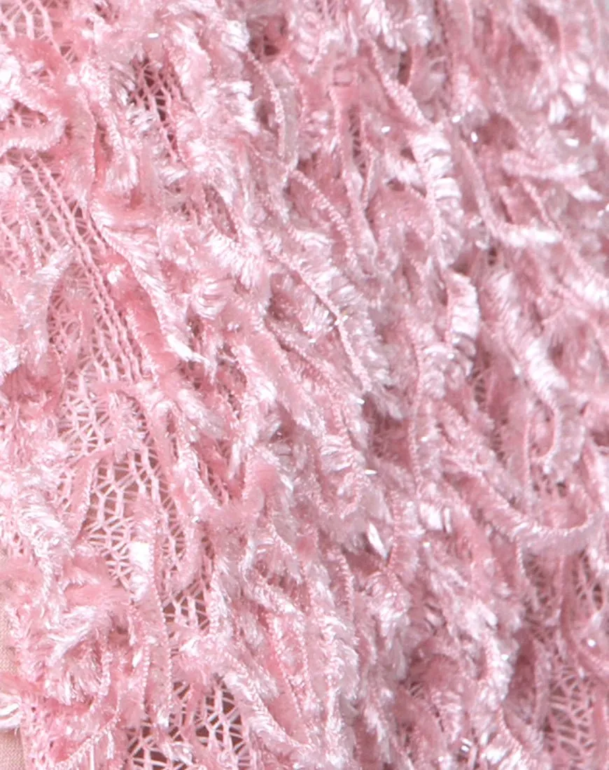 Gasta Cardi in Shaggy Knit sugar Pink