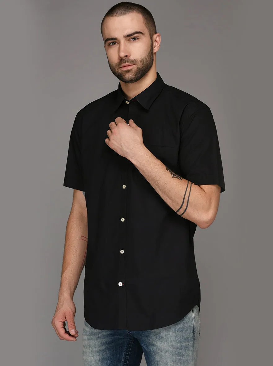 Greenfibre Black Regular Fit Casual Shirt