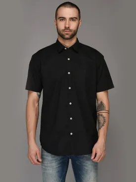 Greenfibre Black Regular Fit Casual Shirt