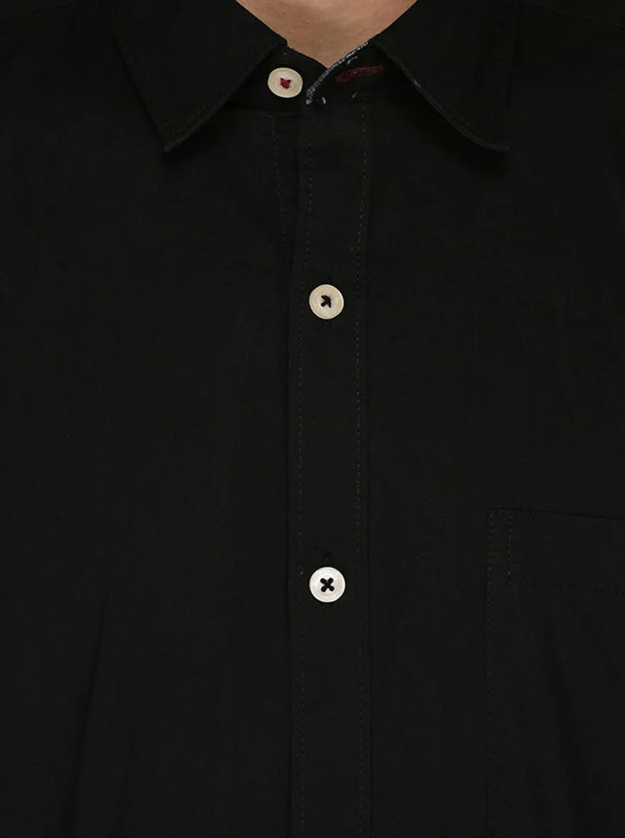 Greenfibre Black Regular Fit Casual Shirt