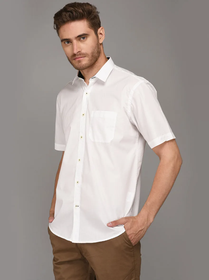 Greenfibre White Regular Fit Casual Shirt