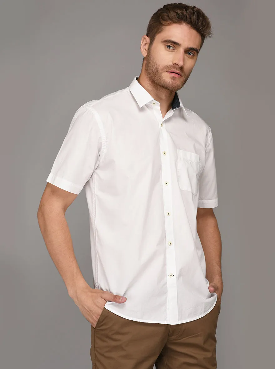 Greenfibre White Regular Fit Casual Shirt