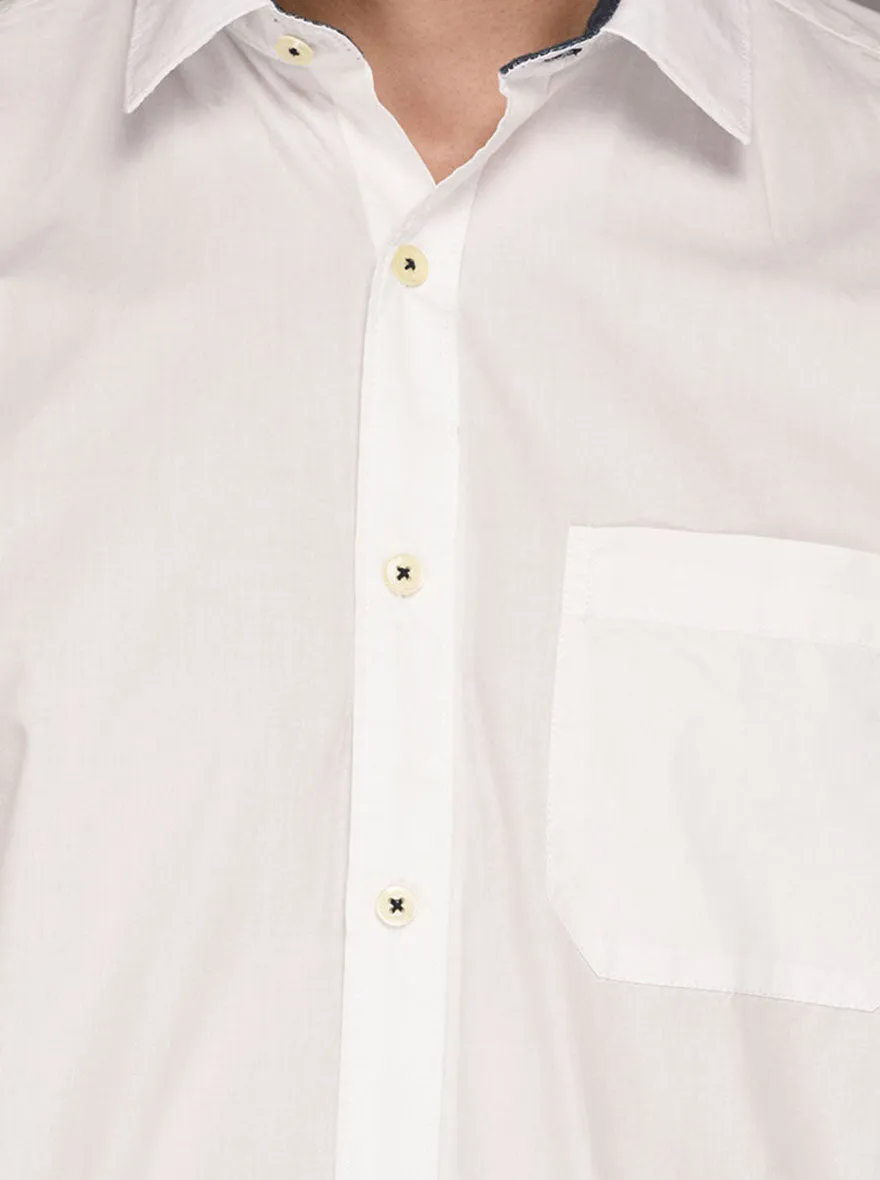 Greenfibre White Regular Fit Casual Shirt