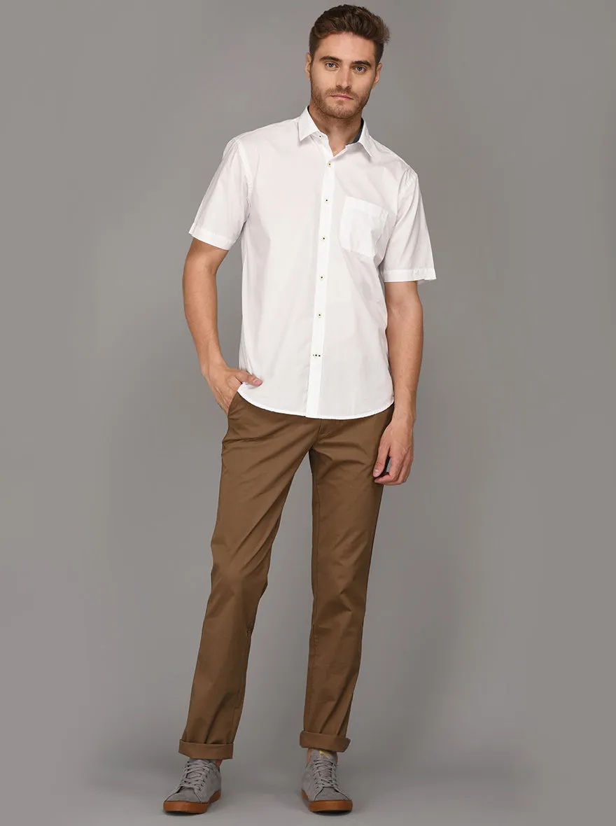 Greenfibre White Regular Fit Casual Shirt