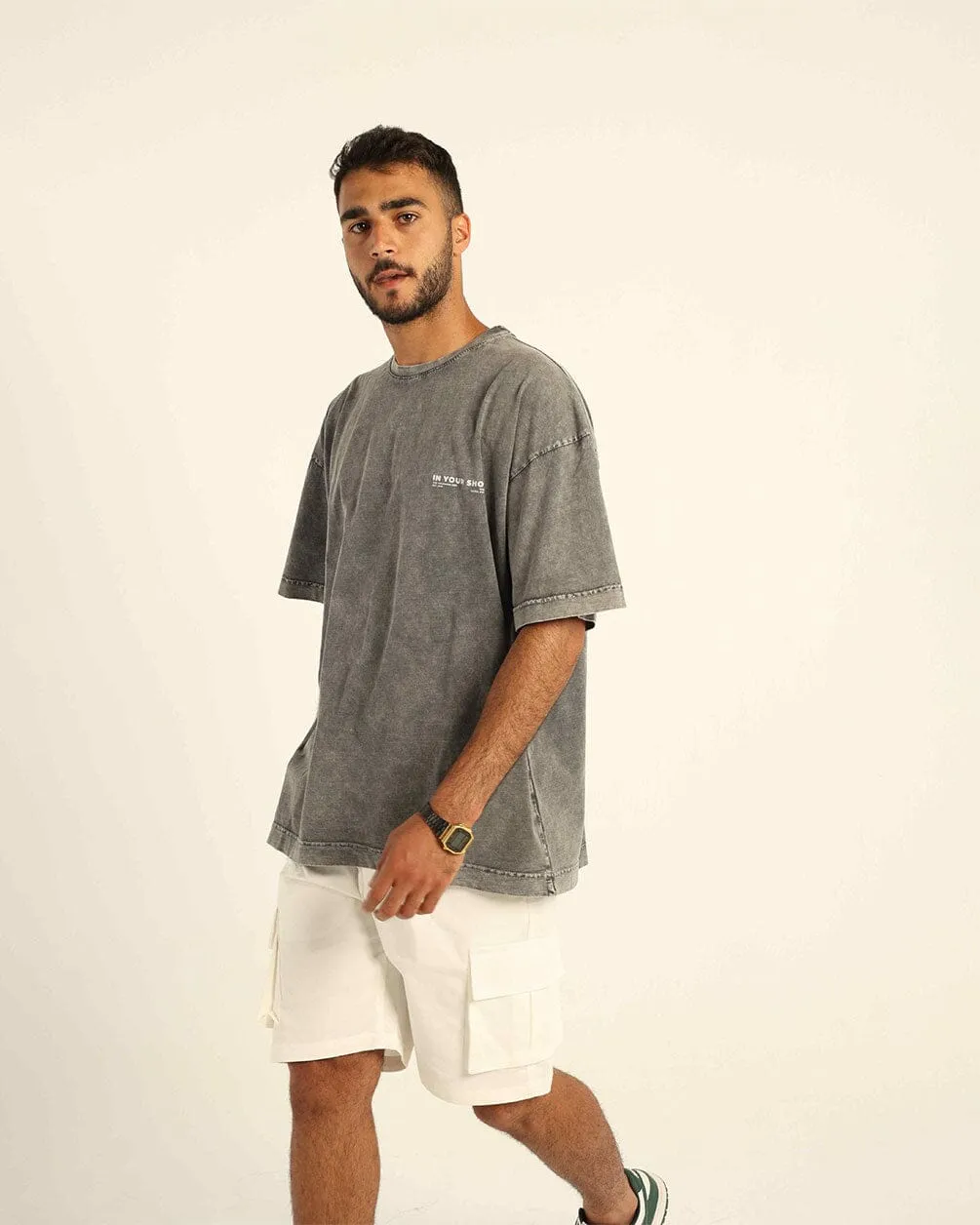 Grey Acid Washed Oversized Tee