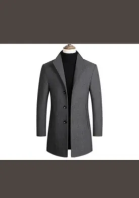 High Quality Men Coats Autumn Winter Solid Color Men's Wool Jacket