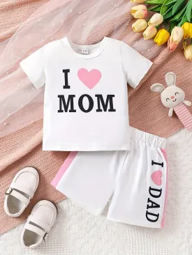 I LOVE MOMDAD Summer Set for Baby Girls