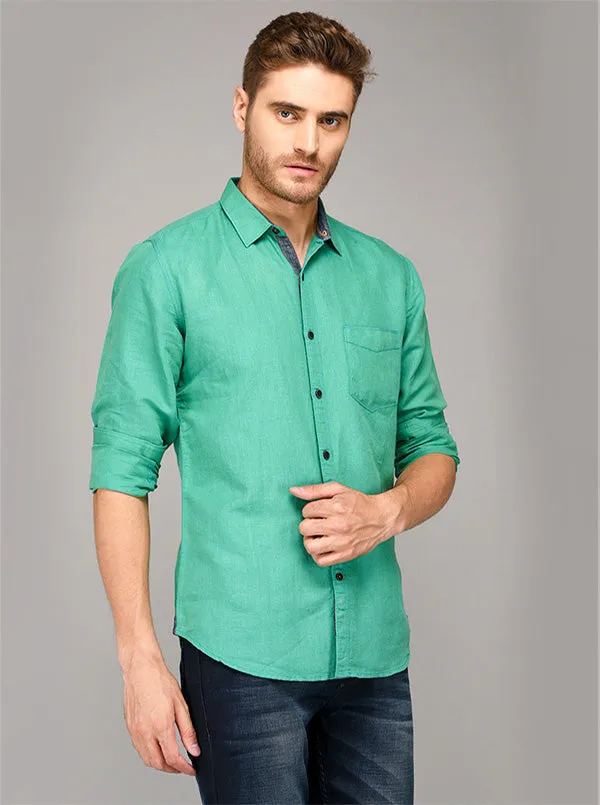 JadeBlue Sea Green Slim Fit Casual Shirt | JadeBlue