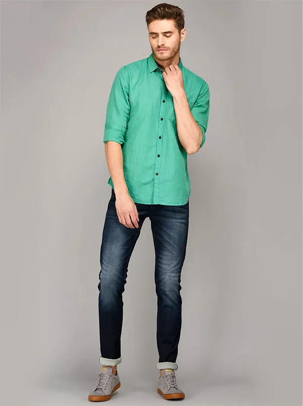 JadeBlue Sea Green Slim Fit Casual Shirt | JadeBlue