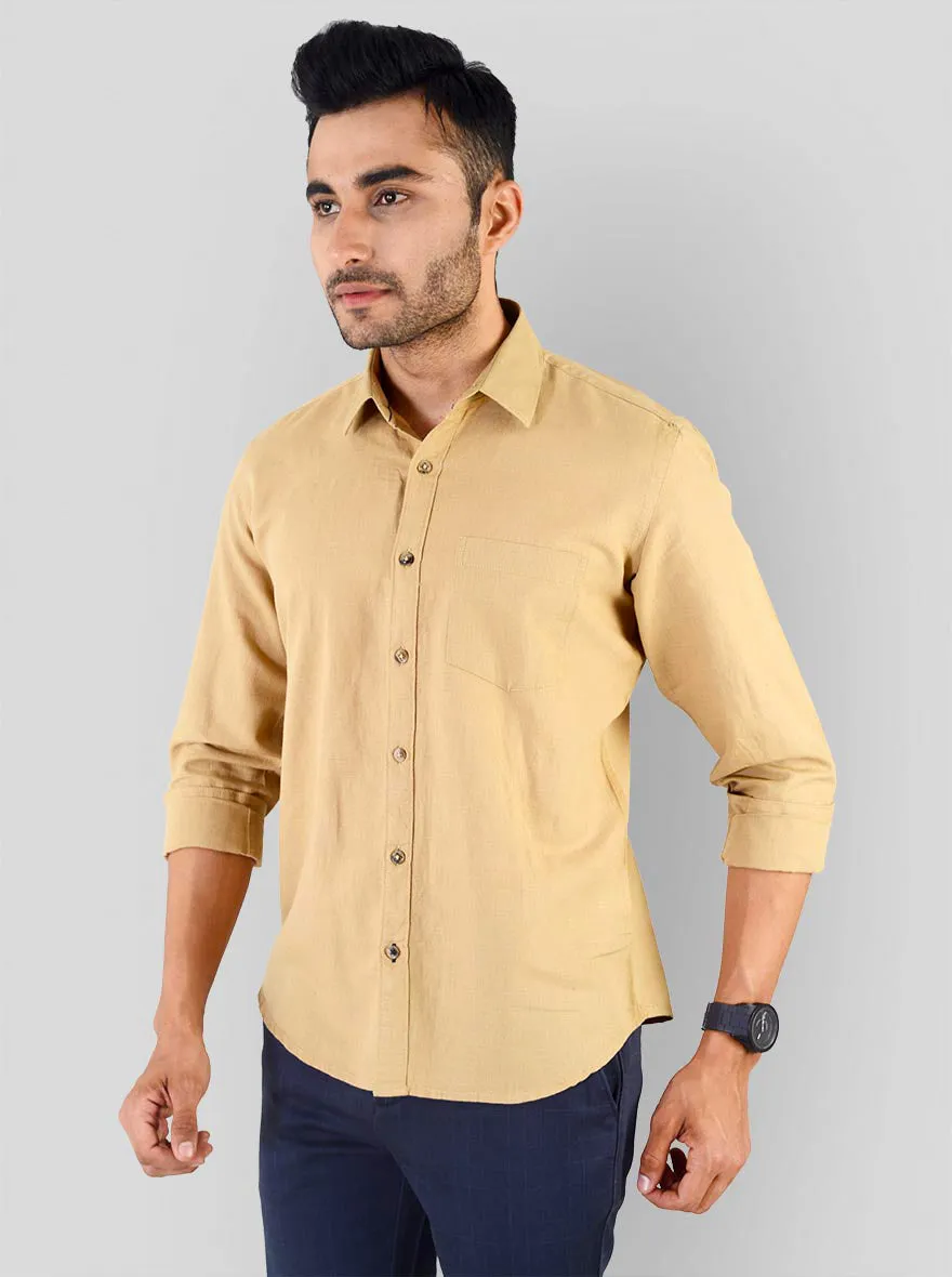 Khaki Solid Smart Fit Casual Shirt | Greenfibre