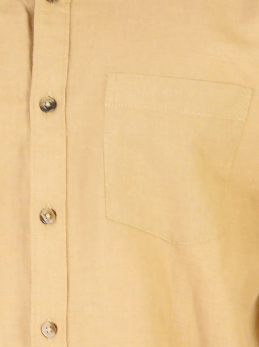 Khaki Solid Smart Fit Casual Shirt | Greenfibre