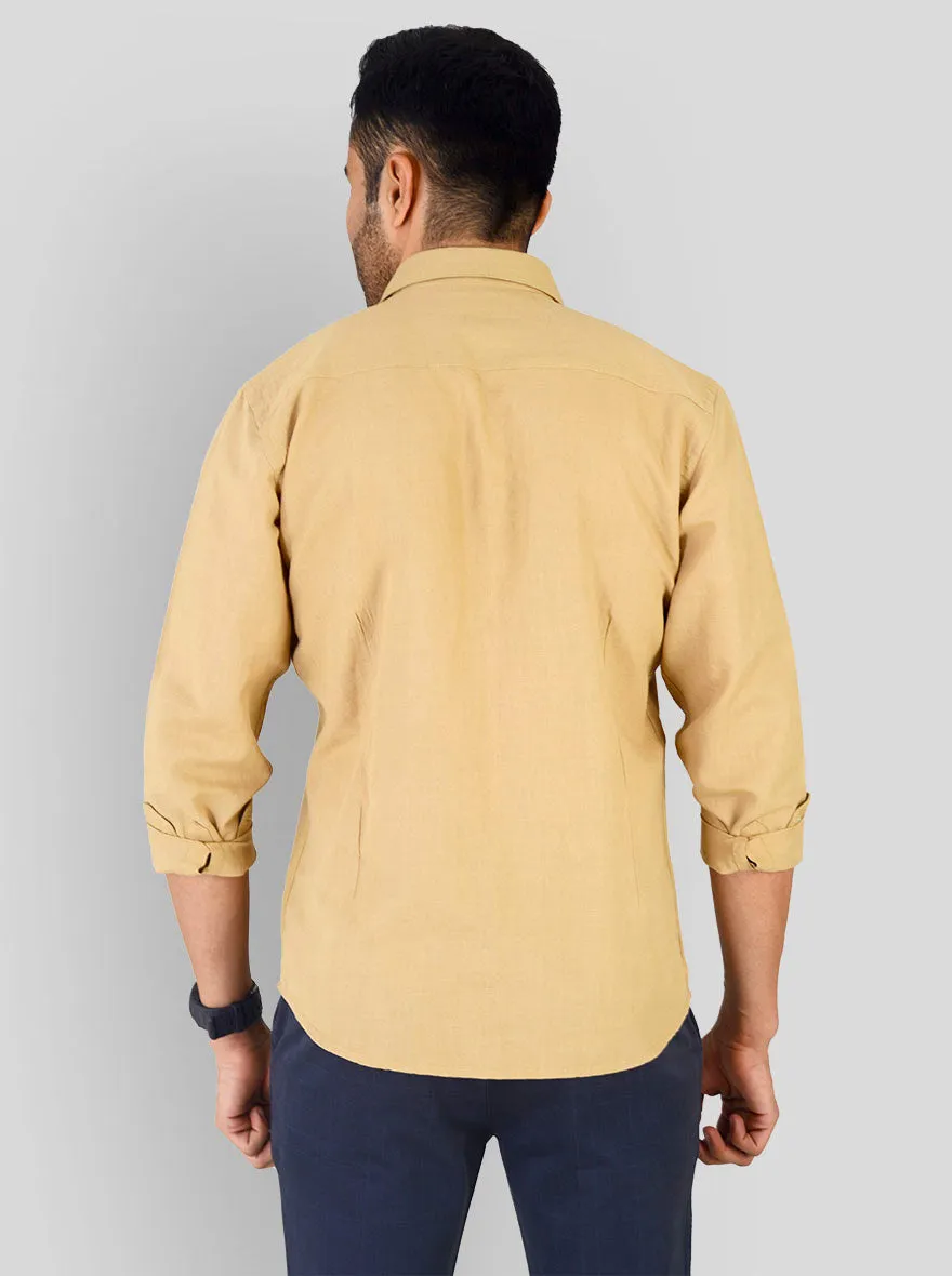 Khaki Solid Smart Fit Casual Shirt | Greenfibre