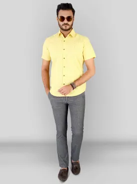 Lemon Yellow Printed Smart Fit Casual Shirt | Greenfibre