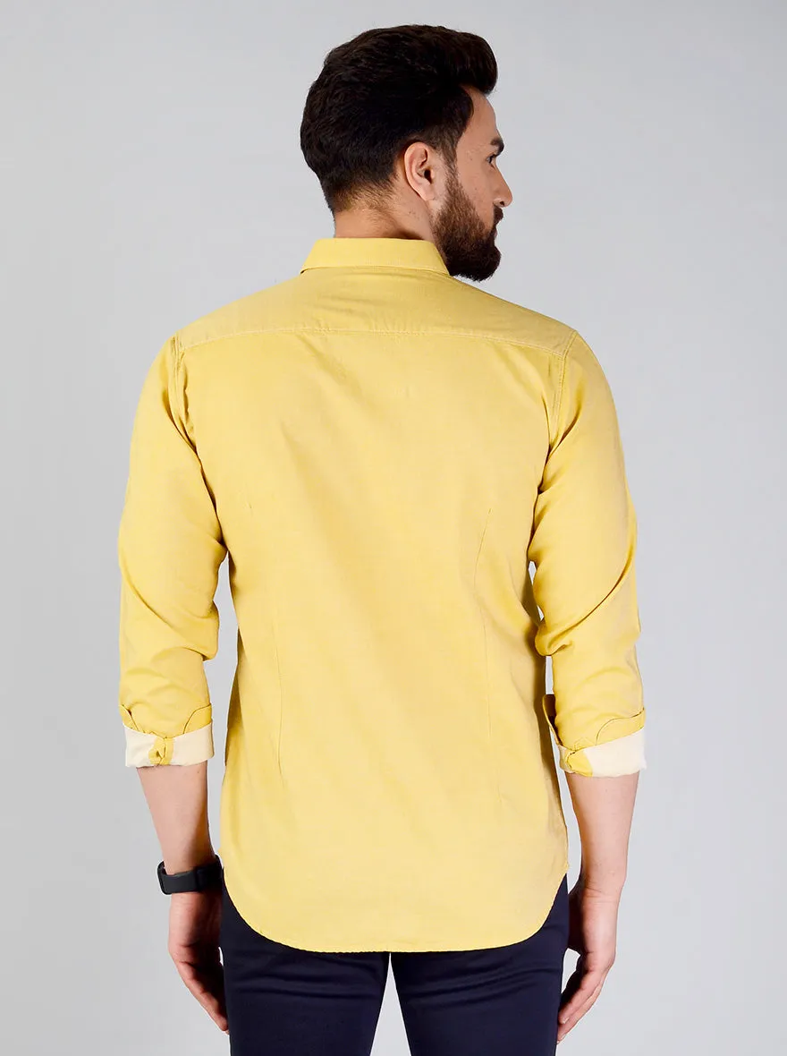 Lemon Yellow Solid Slim Fit Casual Shirt | JadeBlue