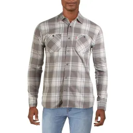 Levi's Men's Rosa Plaid Collared Button-Down Shirt White Size Small