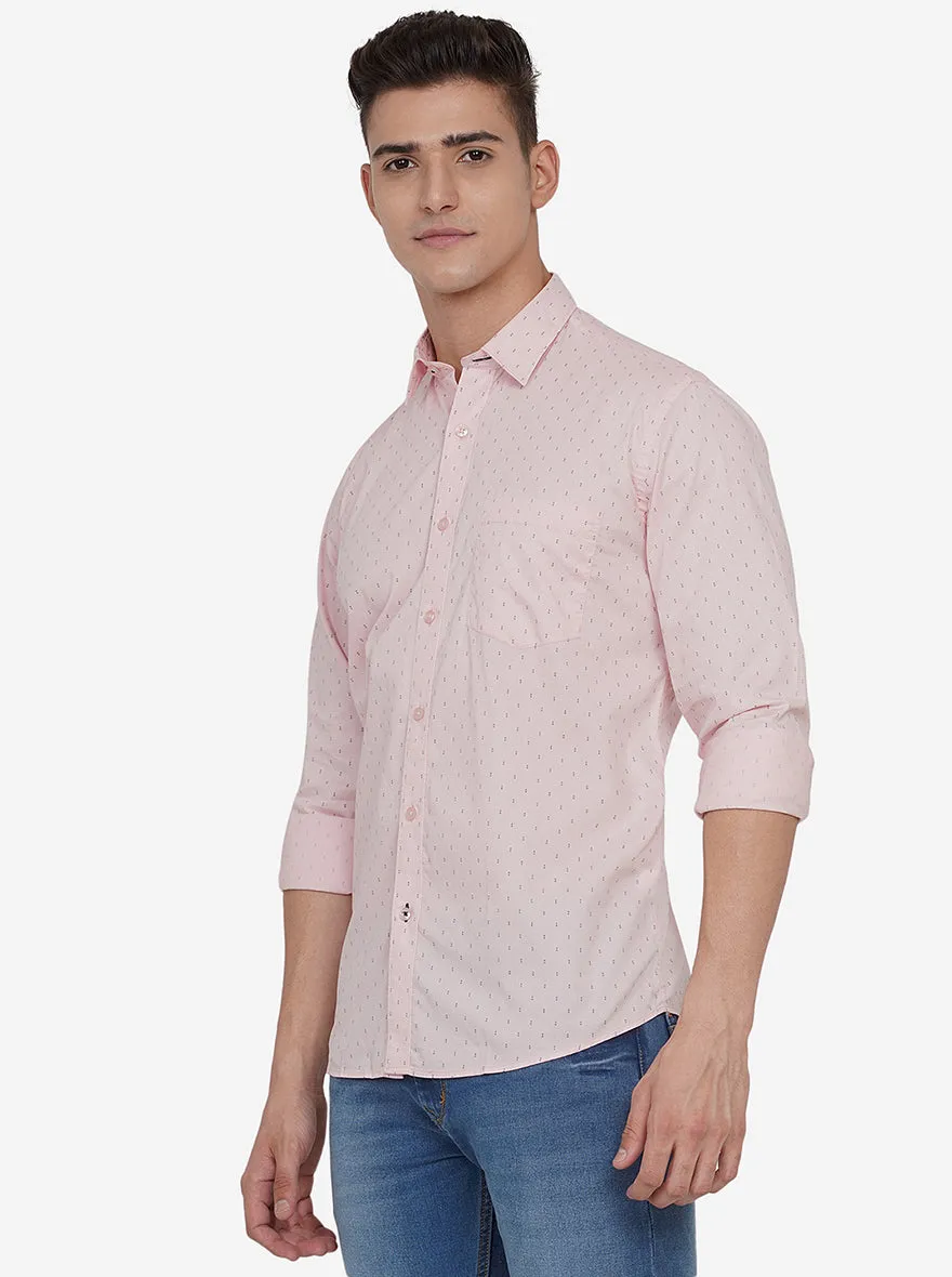 Light Pink Printed Slim Fit Casual Shirt | JadeBlue