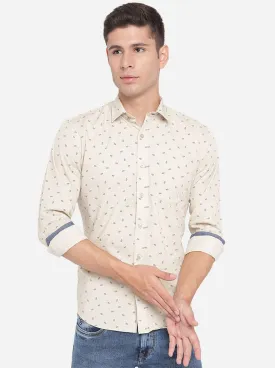 Light Yellow Printed Slim Fit Casual Shirt | Greenfibre