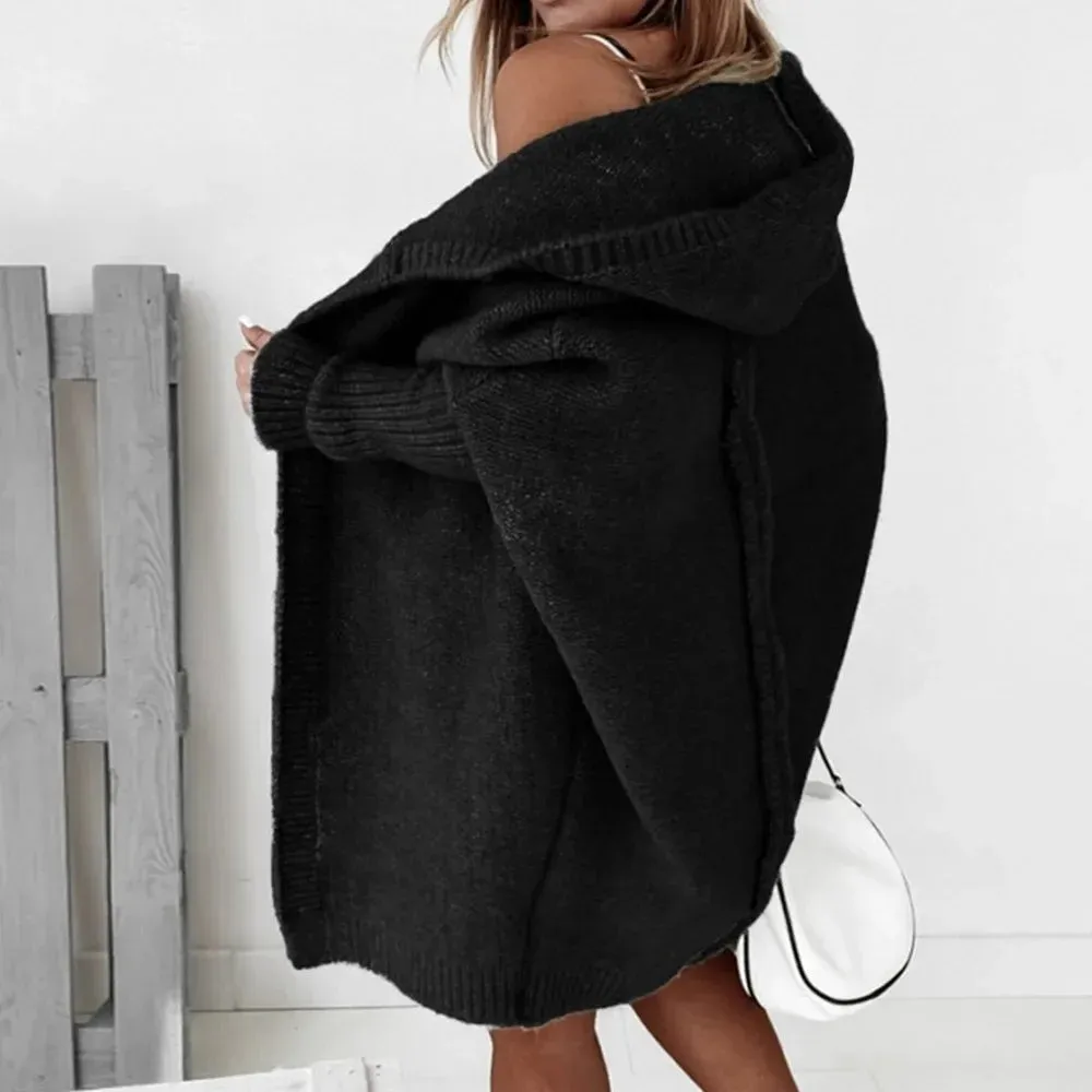 Loose Doll Sleeve Knit Sweater Long Autumn Winter Ladies Coats