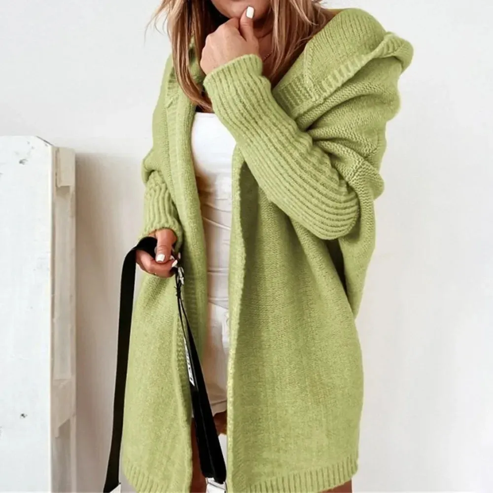 Loose Doll Sleeve Knit Sweater Long Autumn Winter Ladies Coats