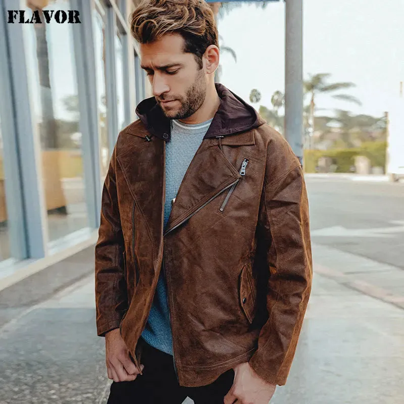 Men's Real Leather Moto Jacket