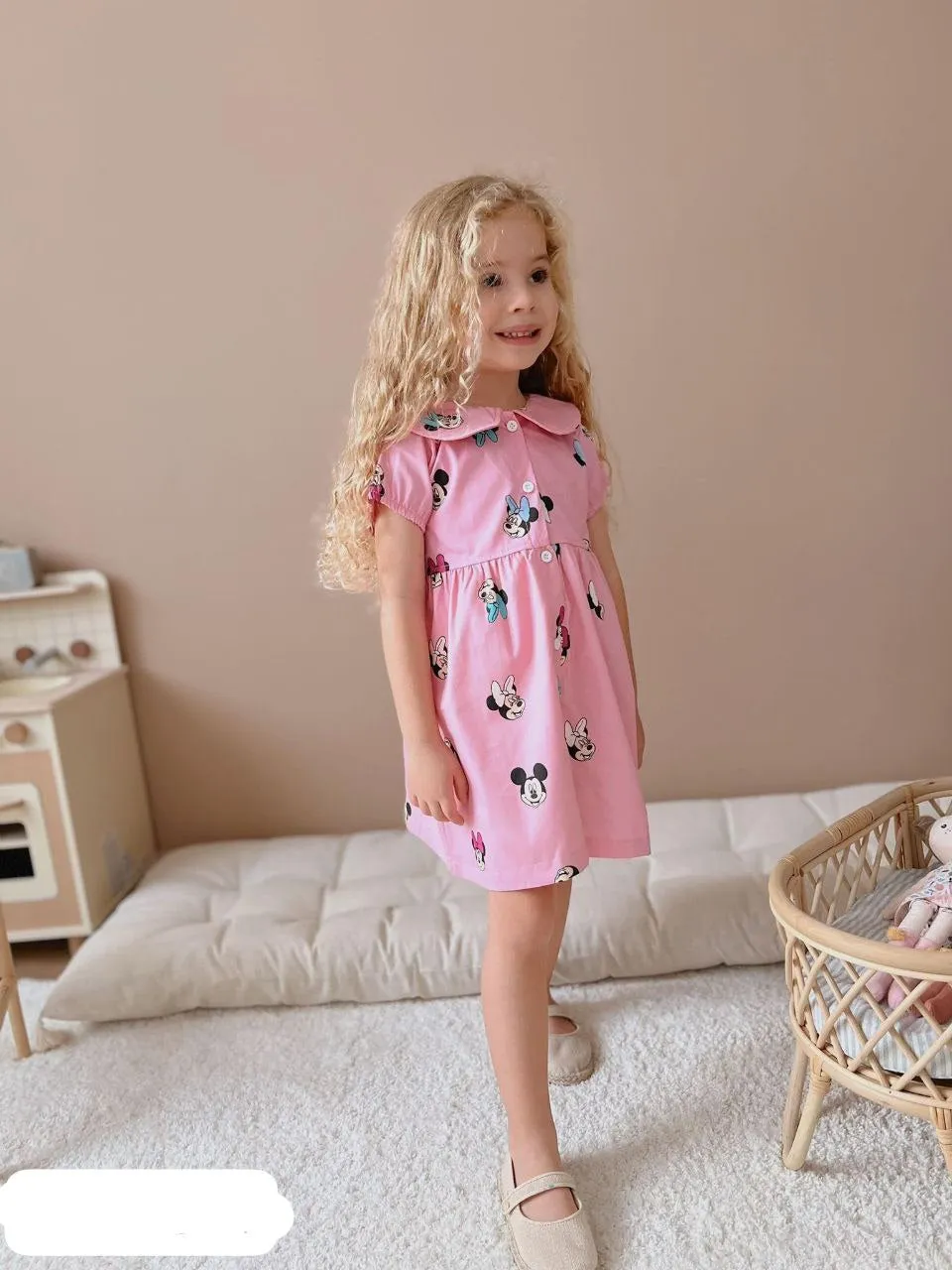 Minnie Mouse All Over Print Dress - Pink