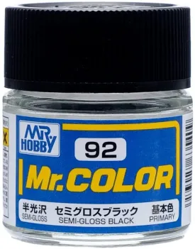 Mr. Hobby C92 Mr. Color Semi Gloss Black Lacquer Paint 10ml