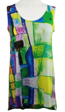 Nally & Millie - Color Blocks, Scoop Neck, Sleeveless Multi-Colored Tank Top