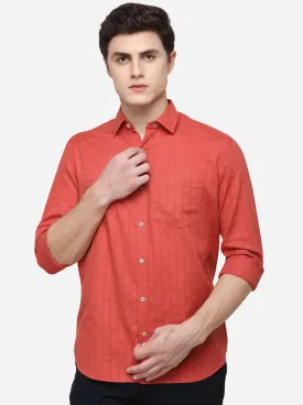 Paprika Red Solid Tailored Fit Casual Shirt | JadeBlue