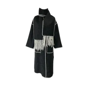 Pre Order:  Decorative Edgestitch Scarf Patchwork Coat