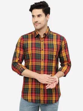 Red & Yellow Checked Slim Fit Casual Shirt | JadeBlue