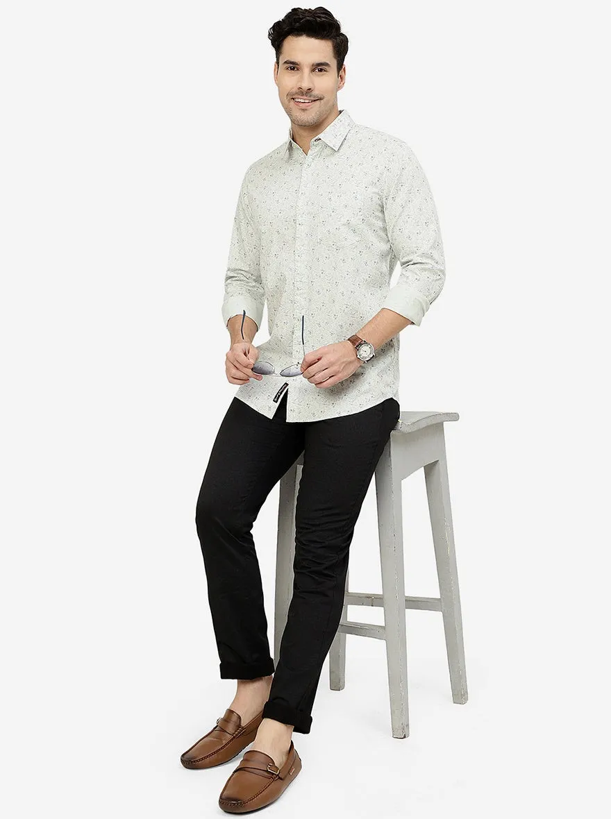 River Blue Printed Slim Fit Casual Shirt | JadeBlue