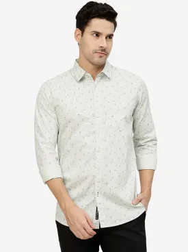 River Blue Printed Slim Fit Casual Shirt | JadeBlue