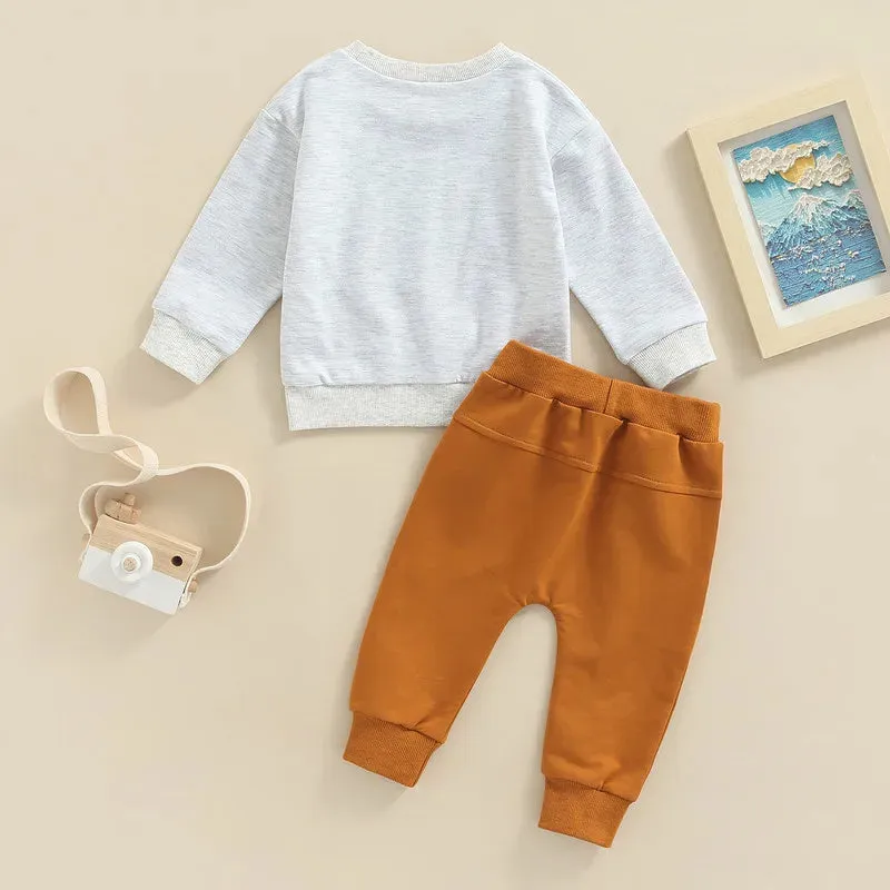 RUEWEY Pant Sets Baby Boy Clothes Fall Infant Top and Bottom Sets for Children Letter Long Sleeve Suit Baby Groups Clothing