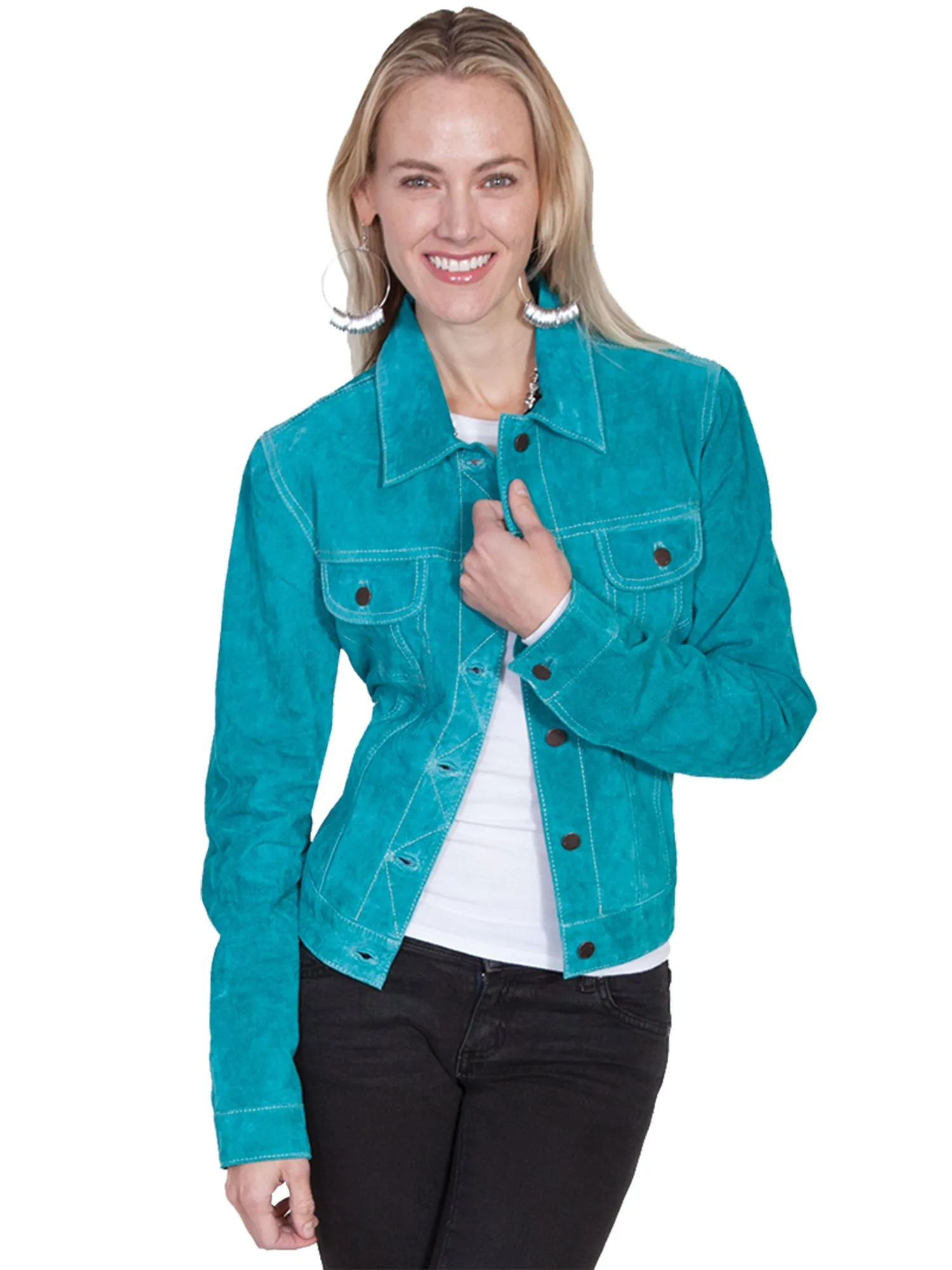 Scully Womens Turquoise Boar Suede Jacket M