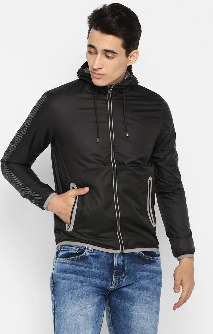 Spykar Men Black Solid Slim Fit Activewear Jacket