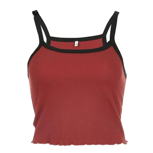 Summer New Fashion Contrast Color Tank Top Fitness Sleeveless