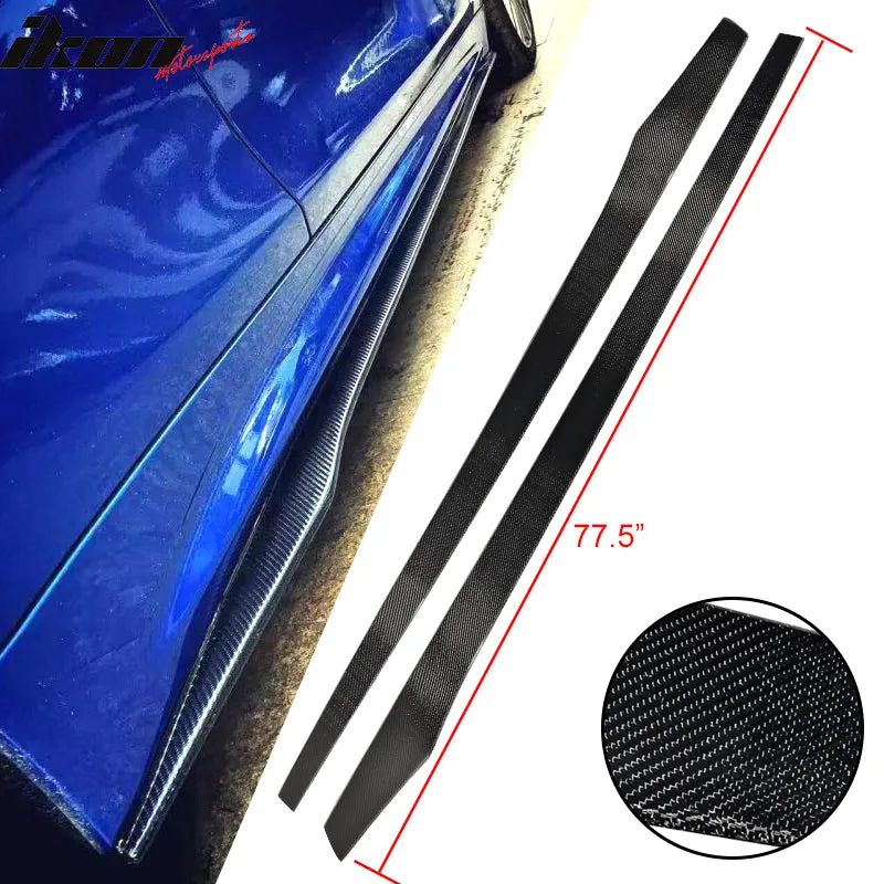 Universal 77.5Inch Side Skirts Extension Flat Bottom Line Carbon Fiber